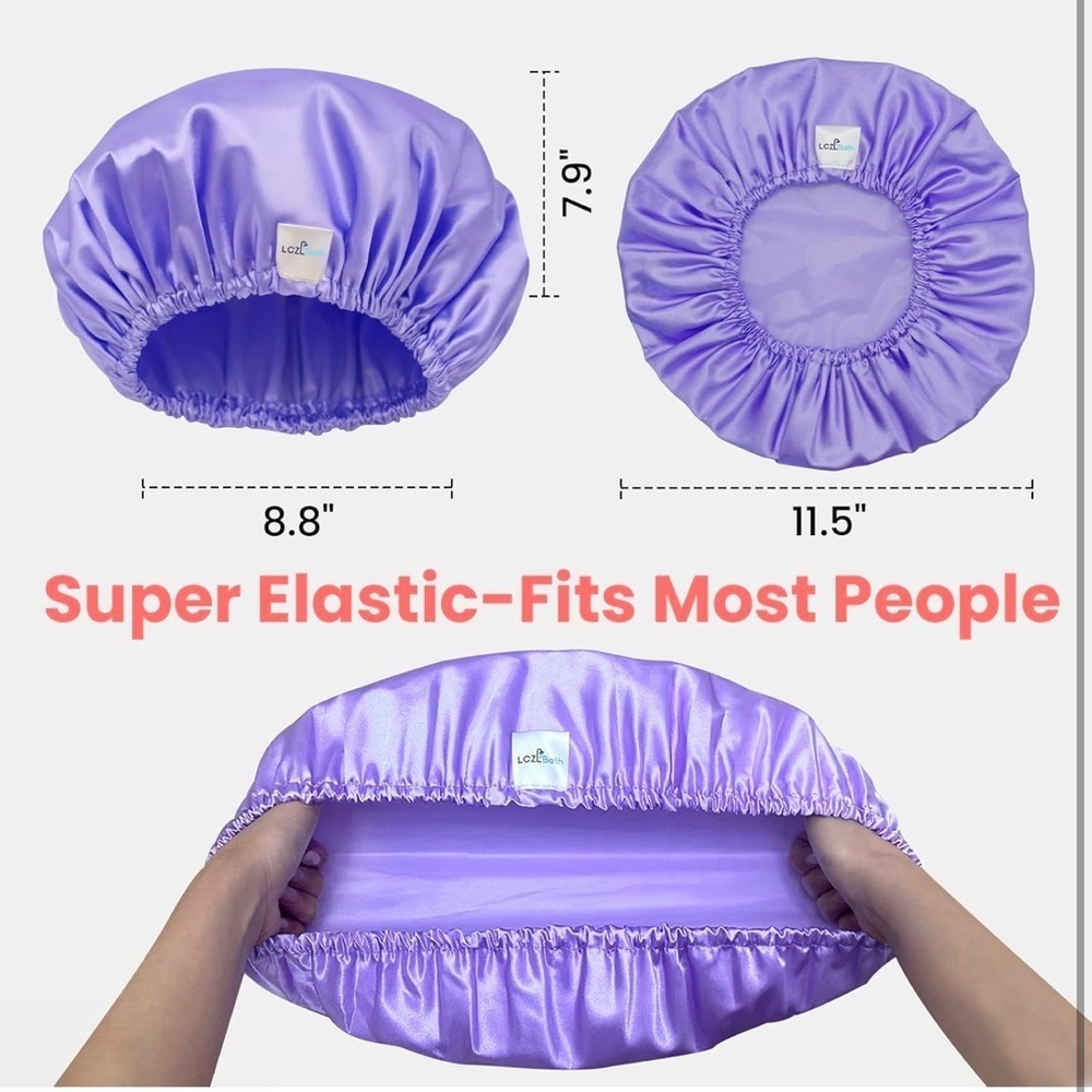 Shower Caps for Women Reusable Waterproof 4 PCS Bath Caps Hair Cover for Shower - Picture 4 of 6